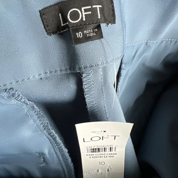 Loft Button Front High Waist Wide Leg Blue Pants Size 10 NWT $74.50 - Picture 3 of 13